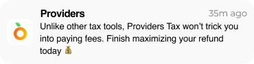 Providers Tax Winback Push Notification